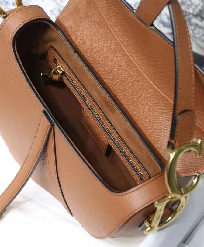 Christian Dior Saddle Bag Leather Coffee